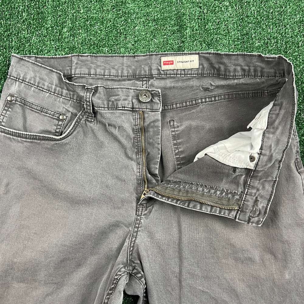 Wrangler Straight Fit Pants Mens 33x29" Gray Workwear 95GRWSK Stretch Canvas